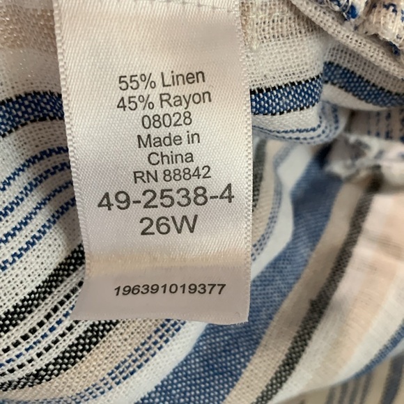 Woman Within Straight Leg Stripe Linen NWT Pants    size 26 - Picture 10 of 11